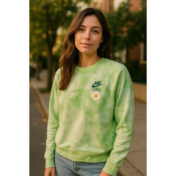 Nike From Generation to Guide Daisy Crewneck Sweatshirt Green Tie-Dye L Women’s - Picture 1 of 15